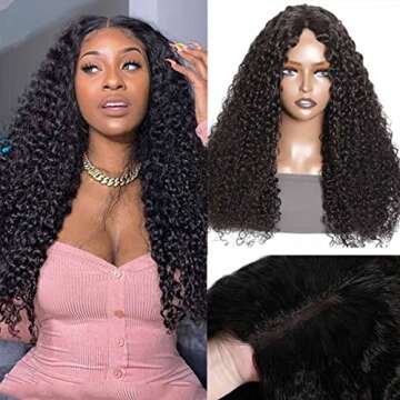 VIVIBABI V Part Wig Water Wave Human Hair for Women