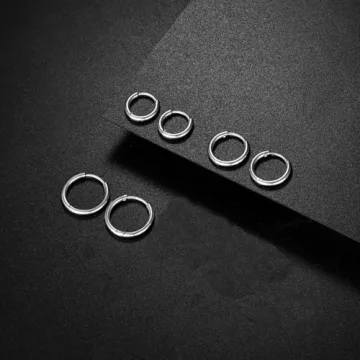 Hypoallergenic Surgical Steel Hoop Stud Earrings Set Unisex