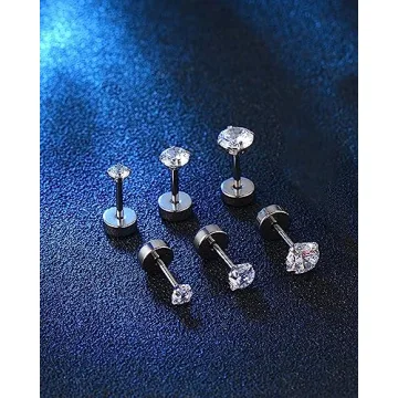 Hypoallergenic Surgical Steel Hoop Stud Earrings Set Unisex