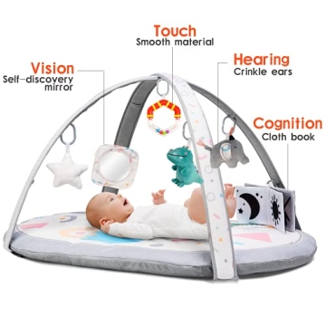 Lupantte 7 in 1 Baby Play Gym Mat with Toys & Pillow