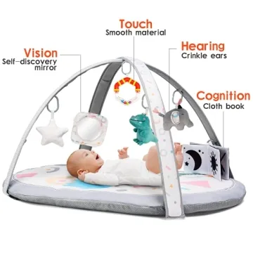 Lupantte 7 in 1 Baby Play Gym Mat with Toys & Pillow
