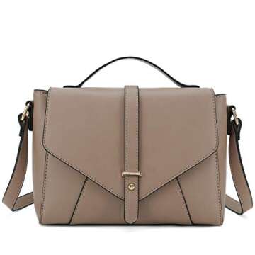 Medium Sized Crossbody Purses Ladies Designer Shoulder Bags for Women Handbags (Apricot)