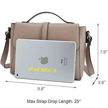 Medium Sized Crossbody Purses Ladies Designer Shoulder Bags for Women Handbags (Apricot)