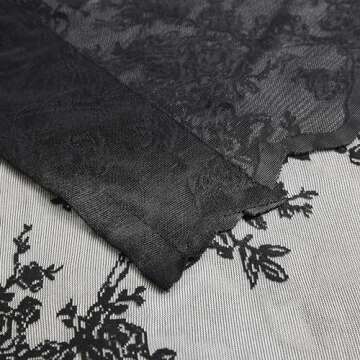 Bujasso Black Lace Curtains Vintage Floral Black Sheer Curtains 84 inch Rod Pocket Light Filtering Victorian Gothic Scalloped Black Lace Sheer Drapes for Living Room Bedroom Halloween 54" Wx84 Lx2