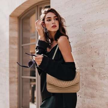 JEEHAN Crossbody Bags for Women Trendy Quilted Crossbody Bag with Coin Purse for Women Shoulder Purses and Handbags (Brown)