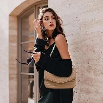 JEEHAN Crossbody Bags for Women Trendy Quilted Crossbody Bag with Coin Purse for Women Shoulder Purses and Handbags (Brown)