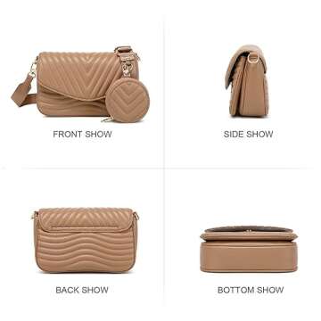 JEEHAN Crossbody Bags for Women Trendy Quilted Crossbody Bag with Coin Purse for Women Shoulder Purses and Handbags (Brown)