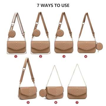 JEEHAN Crossbody Bags for Women Trendy Quilted Crossbody Bag with Coin Purse for Women Shoulder Purses and Handbags (Brown)