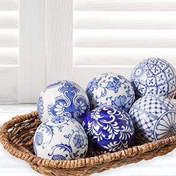 Ka Home Blue Porcelain Decorative Balls - Set of 6