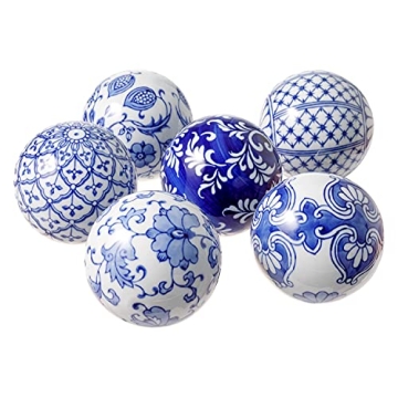 Ka Home Blue Porcelain Decorative Balls - Set of 6