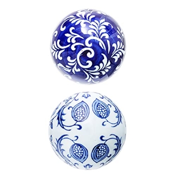 Ka Home Blue Porcelain Decorative Balls - Set of 6