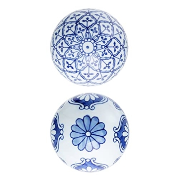 Ka Home Blue Porcelain Decorative Balls - Set of 6