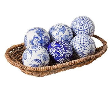 Ka Home Blue Porcelain Decorative Balls - Set of 6