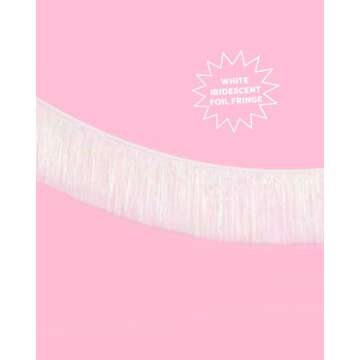 xo, Fetti Merry and Bright Fringe Banner - Red Glitter and White Iridescent, 5 Ft. | Christmas Party Decoration, Holiday Xmas Sign, Winter Photoshoot Backdrop