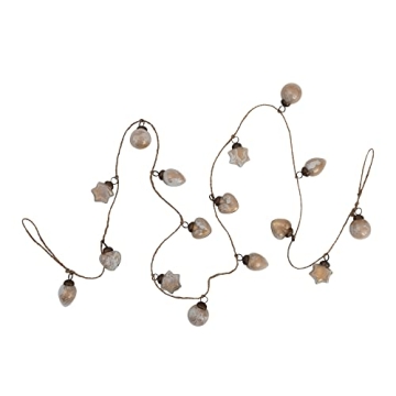 Creative Co-Op Mercury Glass Ball Ornament Garland, Marbled Taupe Finish