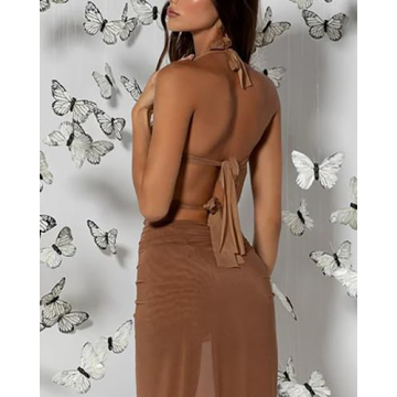 BAIMORE Sexy Butterfly Sequins Halter Top for Women