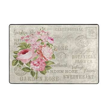 ALAZA Flower Garland Shabby Chic Floral Area Rug Rugs for Living Room Bedroom 3'x2'