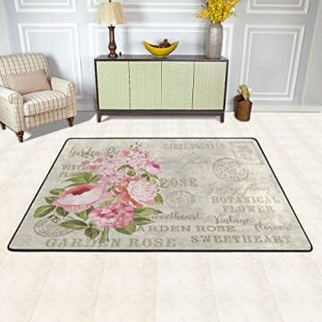 ALAZA Flower Garland Shabby Chic Floral Area Rug Rugs for Living Room Bedroom 3'x2'