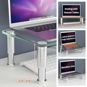 2 Pack Computer Monitor Riser with Height Adjustable Multi Media Desktop Stand for Flat Screen LCD L...