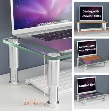 Enhanced 2 Pack Adjustable Computer Monitor Riser for Ergonomic Workspace