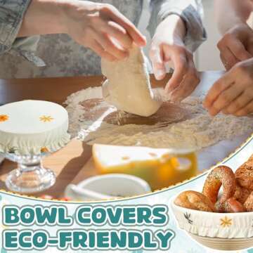 Patelai 10 Pcs Bowl Covers Reusable in 5 Size Stretch Cloth Fabric Bowl Covers Elastic Food Storage ...