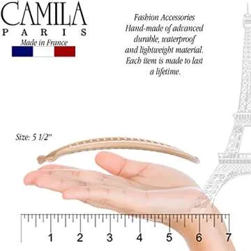 Camila Paris CP2889 French Large Banana Clip Hair Comb, Flexible Banana Clips Hair for Thick Hair Ponytail Holder Interlocking Banana Hair Clips Styling Hair Banana Clips for Women Made in France