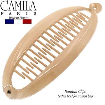 Camila Paris CP2889 French Large Banana Clip Hair Comb, Flexible Banana Clips Hair for Thick Hair Ponytail Holder Interlocking Banana Hair Clips Styling Hair Banana Clips for Women Made in France