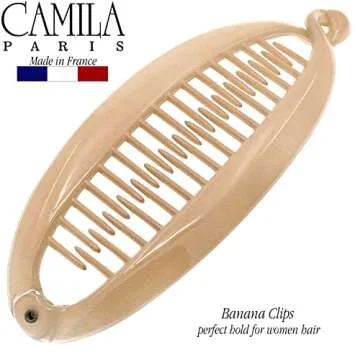 Camila Paris CP2889 French Large Banana Clip Hair Comb, Flexible Banana Clips Hair for Thick Hair Ponytail Holder Interlocking Banana Hair Clips Styling Hair Banana Clips for Women Made in France