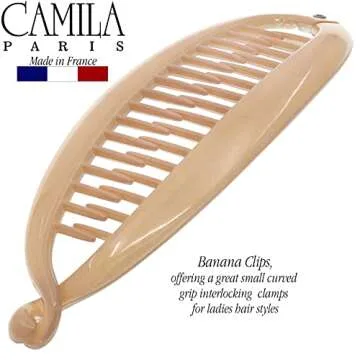 Camila Paris CP2889 French Large Banana Clip Hair Comb, Flexible Banana Clips Hair for Thick Hair Ponytail Holder Interlocking Banana Hair Clips Styling Hair Banana Clips for Women Made in France