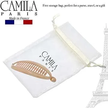 Camila Paris CP2889 French Large Banana Clip Hair Comb, Flexible Banana Clips Hair for Thick Hair Ponytail Holder Interlocking Banana Hair Clips Styling Hair Banana Clips for Women Made in France