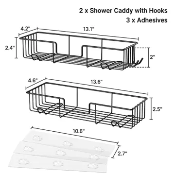 AmazerBath No-Drill Shower Shelf Rustproof Stainless Steel 2 Pack