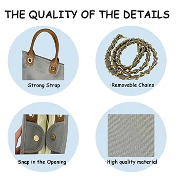 BYMEE Tote Bag for Women Canvas Handbag Removable Chains Shoulder Bag Daily Essentials Casual Work Bag Stylish Satchel Canvas Purse（Grey）