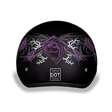 Daytona HELMETS Motorcycle Half Helmet Skull Cap - Purple Rose - Safe, Stylish, and Comfortable