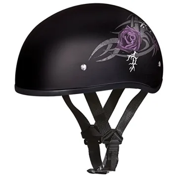 Daytona HELMETS DOT Approved Half Skull Cap - Purple Rose
