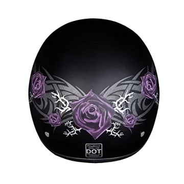Daytona HELMETS DOT Approved Half Skull Cap - Purple Rose