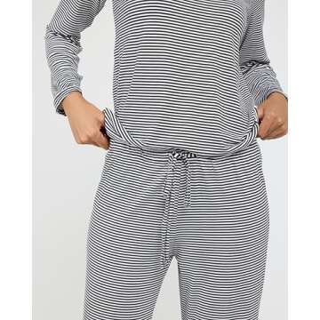 Real Essentials (Pack of 2 Women's Long Sleeve Summer Pajamas - Cotton Sleepwear Matching Bottoms Comfy Soft and Lightweight - Set E Purple & Black, Medium