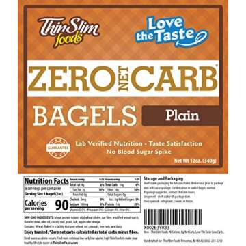 ThinSlim Foods Keto Bagels | Keto Bread Alternative | Low Carb Plain, 2 Pack (6 Zero Net Carb Bagels Per Pack)