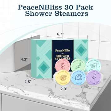 PeaceNBliss 30 Pack Shower Steamers, Shower Bath Bombs with Natural Fragrance - Mother's Day Presents – Self-Care Presents for Women and Men, Relaxation Birthday Presents