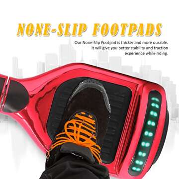 TPS Power Sports Electric Hoverboard Self Balancing Scooter for Kids and Adults Hover Board with 6.5" Wheels Built-in Bluetooth Speaker Bright LED Lights UL2272 Certified (Chrome Red),QY-ET2