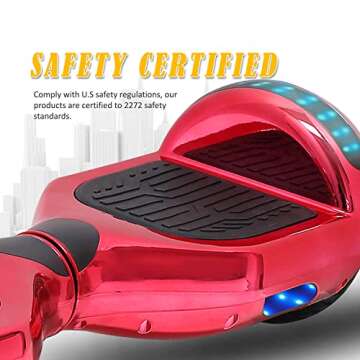TPS Power Sports Electric Hoverboard Self Balancing Scooter for Kids and Adults Hover Board with 6.5" Wheels Built-in Bluetooth Speaker Bright LED Lights UL2272 Certified (Chrome Red),QY-ET2