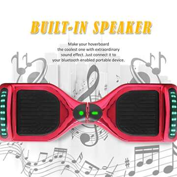 TPS Power Sports Electric Hoverboard Self Balancing Scooter for Kids and Adults Hover Board with 6.5" Wheels Built-in Bluetooth Speaker Bright LED Lights UL2272 Certified (Chrome Red),QY-ET2