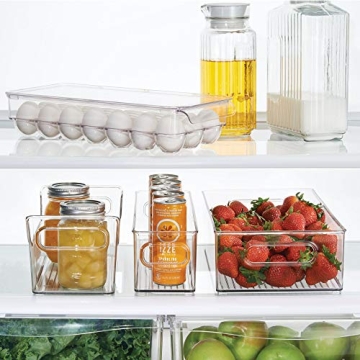 iDesign Plastic Egg Holder Fridge Organizer with Front Handle – 14.57" x 6.25" x 3", Clear