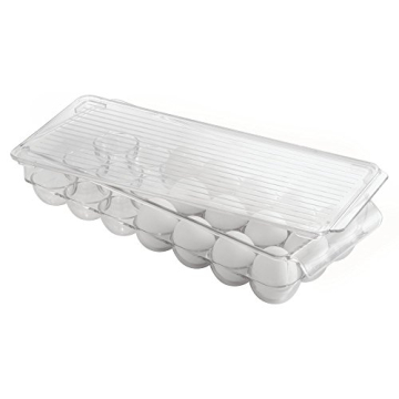 iDesign Plastic Egg Holder Fridge Organizer with Front Handle – 14.57" x 6.25" x 3", Clear