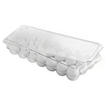 iDesign Plastic Egg Holder Fridge Organizer with Front Handle – 14.57" x 6.25" x 3", Clear