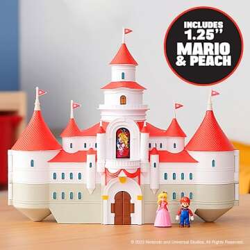 THE SUPER MARIO BROS. MOVIE – Mushroom Kingdom Castle Playset with Mini 1.25” Mario and Princess...