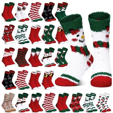 Hoolerry 30 Pairs Christmas Fuzzy Socks - Cozy Winter Gifts for Everyone