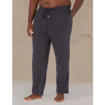 Amazon Essentials Men's Cotton Knit Pajama Pant, Charcoal Heather, Large