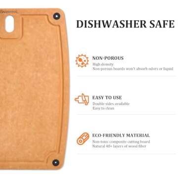 Barenthal Cutting Boards for Kitchen Dishwasher Safe Eco-Friendly Composite Cutting Board Set of 2,Reversible Chopping Board with Handles & Juice Grooves, Medium & Large Cutting Board