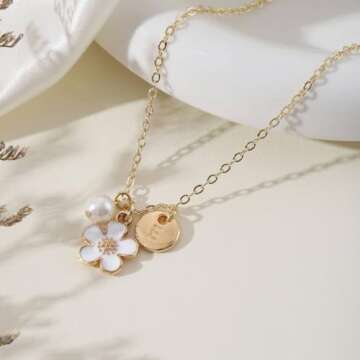 Flower Girl Proposal Necklace, Flower Girl Gift Jewelry,14K Gold Plated Initial M Pendant Necklace O...