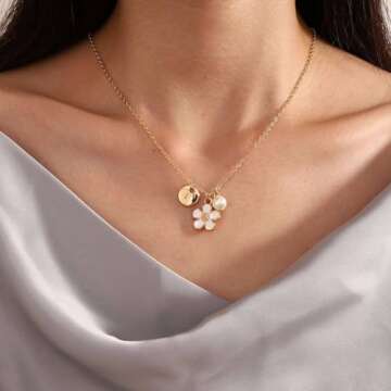 Flower Girl Proposal Necklace, Flower Girl Gift Jewelry,14K Gold Plated Initial M Pendant Necklace On Wedding Day, Thank You for Being Our Flower Girl Jewelry Gifts Proposal from Bride（M）